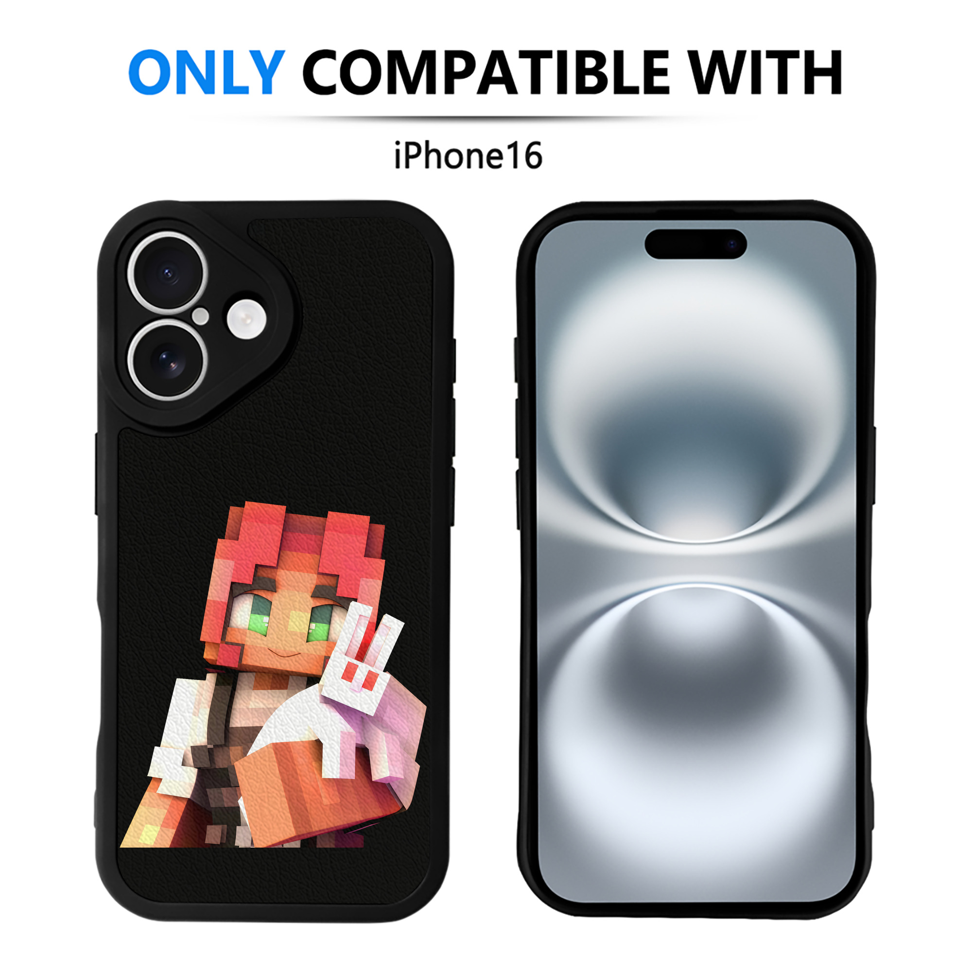 （画像用） マインクラフト ブロックの世界 Minecraft MC Block world 【iPhone 16シリーズ対応】シリコンスマホケース（レザー調） 材質：シリコン